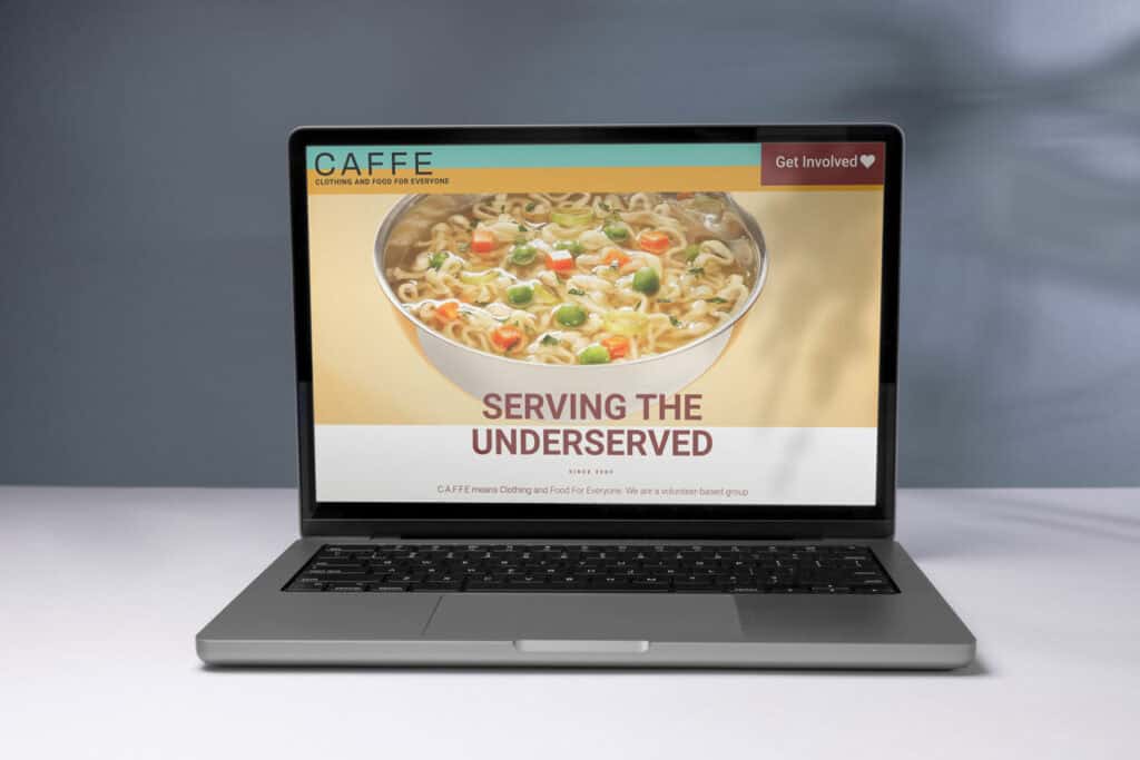Mockup of the Caffe home page.